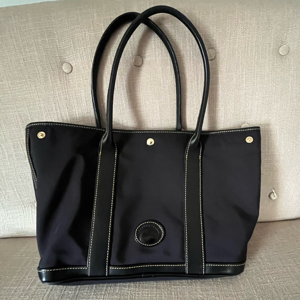 Dooney and Bourke Layla Black Nylon Tote with Leather Trim